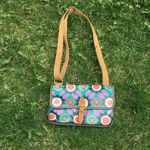 FOSSIL crossbody teal floral